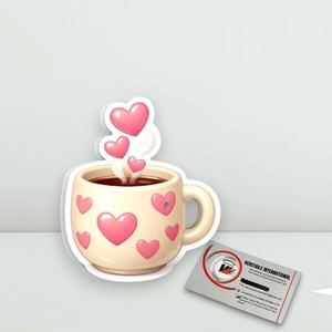 แก้วกาแฟรูปหัวใจพร้อมลายหัวใจสีชมพู แผ่นแม่เหล็กสำหรับต่อขนตาสำหรับช่างต่อขนตา อะคริลิคแบบกำหนดเอง - Product Image 4