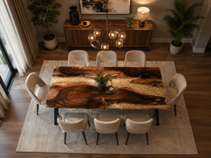 Modern Rectangle Wood <b>Epoxy</b> Resin Dining <b>Table</b> Handmade Indoor Furniture for Dining Room - Product Image 2