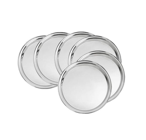 Juego de Platos Base Redondos de Acero Inoxidable Plateado Pulido para Uso en Mesa de Comedor Profunda - Product Image 2