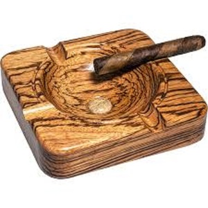 Zebrawood Cigar Ashtray Premium Handcrafted Smokeless Square Aluminum Luxury Smoking Accessory Elegant Tabletop Decor Home - Product Image 1