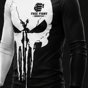 White Short Sleeve Rash Guard <b>Compression</b> <b>Shirt</b> <b>Black</b> Accents Sublimated Design UPF50+ Anti-UV Quick Dry Breathable Eco-Friendly - Product Image 5