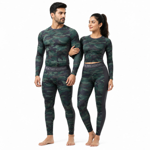 Camo Printed Three Piece Rash Guard Set Long Sleeve <b>Compression</b> <b>Shirt</b> Sports Leggings Base Layer Shorts Gym Wear Breathable - Product Image 2