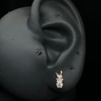 Boucles d'oreilles lapin en or massif 14 carats avec moissanite, bijoux délicats pour un usage quotidien élégant et pour les piercings