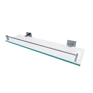 Estante de Baño Cuadrado Moderno de Vidrio Templado con Soporte de Pared en Latón Cromado para Uso en el Hogar - Product Image 2