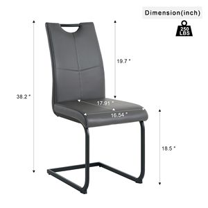 Sedia da Pranzo Moderna in Metallo Nero con Rivestimento in PU Antracite, Adatta per Cucina, Soggiorno e Camera da Letto, Design Moderno - Product Image 6