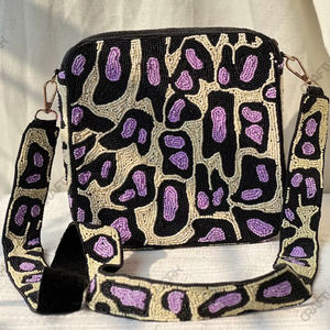 Pochette carrée noire perlée, motif mosaïque, fabrication artisanale, sac de soirée, vente en gros, OEM, export, marque privée, en vrac - Product Image 1