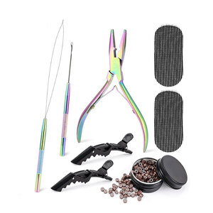 Complete Hair Extension Tool Kit Stainless Steel Pliers Hook <b>Needle</b> Pulling Loop Micro Rings <b>Beads</b> Thread Professional Salon - Product Image 2