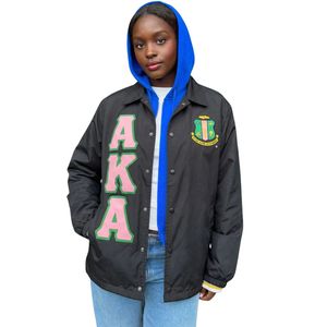 Veste Coach Noire Femme avec Motif Lettres Vert Rose – Décontractée, Boutonnée, Légère, Tendance, Vêtement d'Extérieur, Streetwear - Product Image 2