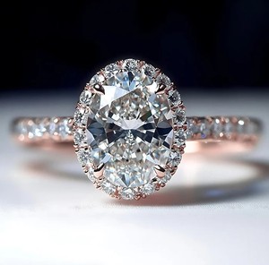 Anillo de Compromiso Ovalado con Halo de Moissanita, Plata de Ley 925, Chapado en Oro de 18K, Anillo de Piedras Preciosas de Lujo para Boda o Fiesta - Product Image 2