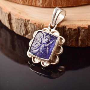 Pendentif de fiançailles vintage en argent sterling sculpté à la main avec tanzanite, bijou élégant et remarquable, cadeau d'anniversaire pour elle - Product Image 5