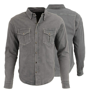 <b>Men's</b> Full Sleeve Washed Cotton Motorcycle <b>Shirt</b> With Two Chest Pockets Button Down Style All Seasons Wear - Product Image 1