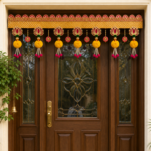 Handmade Lotus Design Decorative Toran for Main Door <b>Wall</b> Hanging Festive Home Temple Entrance <b>Decor</b> with Tassels - Product Image 6