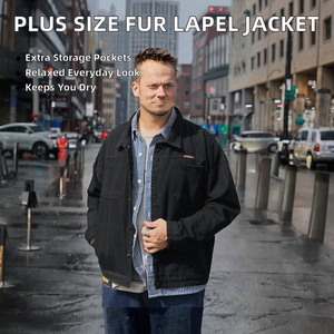 QFZ128 Plus Size Casual Autumn <b>Denim</b> <b>Jacket</b> with Zipper Closure Stand Collar Waterproof Feature <b>for</b> <b>Men</b>-OEM Service - Product Image 3