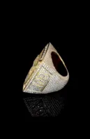 Bague Statement de Luxe Personnalisée en Moissanite, en Argent Sterling Massif Plaqué Or Blanc, Sans Nickel, Sans Plomb, Bijoux Hip Hop Unisexe