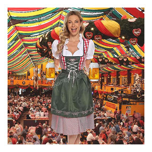 Women's Traditional German <b>Halloween</b> Echo Oktoberfest Dirndl <b>Skirts</b> Bavarian Beer Outfits Maid TV & Movie Costume - Product Image 2