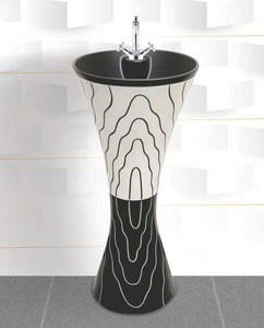 Glossy Surface Column Pedestal Hand Washing <b>Basin</b> Single-Hole Faucet Mount for Hotels Schools Hospitals Washroom - Product Image 4