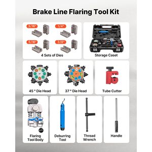 Kit Professionale per Svasatura a Doppia Bolla 45 e 37 Gradi per Tubi Freno in Rame da 3/16", 1/4", 5/16", 3/8" - Product Image 6
