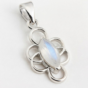 Rhaya Jewels – pendentif minimaliste en argent sterling 925, coupe marquise, plaqué rhodium, pierre de lune, bijoux de fiançailles pour femmes - Product Image 2