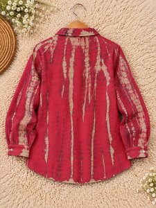 Camisa de Rayón Rosa Tejida para Mujer, Cuello Abierto, Manga Larga, Corte Regular, Casual, Primavera Verano - Product Image 3