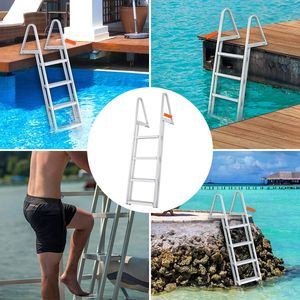 Scaletta per Pontone in Lega di Alluminio da 1,2 m con 4 Gradini Rimovibili, Capacità di Carico 158 kg, Tappetino Antiscivolo per Barche Pontone - Product Image 6