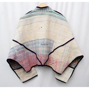 Chaqueta Reversible de Algodón para Mujer, Estilo Boho, con Cuello Mandarín, Hecha a Mano, Vintage, con Parches Kantha, Ecológica y de Secado Rápido, ART&ART - Product Image 3
