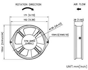 Ventilador Axial de Alta Temperatura SYMBANG de 150 mm de Diámetro, Motor con Rodamientos de Bolas, Eléctrico, de Plástico, con Certificación CE, Compatible con OEM/ODM, 115/230V 1 - Product Image 4