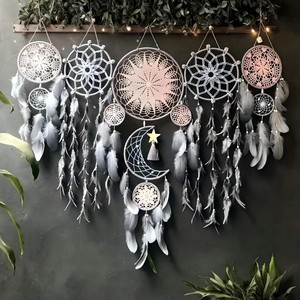 Ensemble de attrape-rêves bohèmes en bois de pin artisanal - Art mural en macramé en gros - Product Image 6