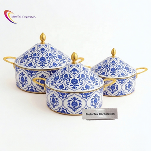 Luxury 3Pc Stainless Steel Casserole <b>Set</b> Unique Print Arabian Style Insulated Hot <b>Pot</b> Food Warmer Serving Dish Stock <b>Pot</b> Hot <b>Pot</b> - Product Image 1