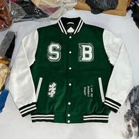 Veste de baseball verte pour homme avec lettre A brodée en chenille, en toile, coupe classique, automne