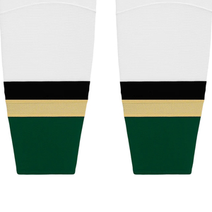 White Knee High <b>Socks</b> With Black Gold Green Stripes <b>Breathable</b> Knitted Basketball <b>Socks</b> For Adults - Product Image 2