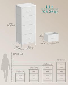 ตู้ลิ้นชักผ้า 4 ชั้น สไตล์โมเดิร์น สีขาว สำหรับห้องนอนและห้องนั่งเล่น เฟอร์นิเจอร์แบบตั้งพื้น - Product Image 2