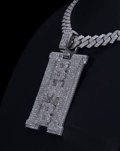 Pendentif Lettre Personnalisé en Argent Sterling 925 Plaqué Rhodium avec Moissanite, Breloque Hip Hop Iced Out, Collier Unisexe, Bijou de Fête - Product Image 1