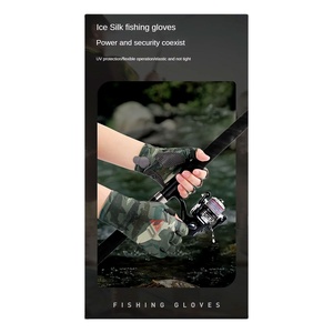 Matériau de gant de cycle demi-doigt d'été de qualité supérieure utilisé tissu extensible en polyester imprimé camouflage, cuir synthétique, silicone - Product Image 4