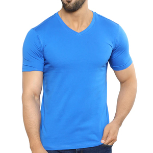 T-shirts personnalisés pour hommes, col en V, 100% coton, logo personnalisé, design sur mesure, couleurs vives, avec expédition et livraison. - Product Image 1