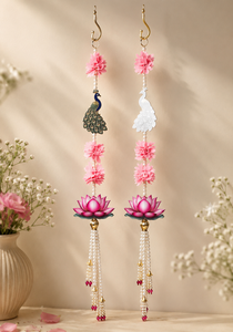 MDF Peacock <b>Door</b> Hanging Shubh Labh Golden <b>Beads</b> Diwali Puja Decoration Indian Wedding Garland Printed High Quality Handmade - Product Image 5