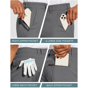 Shorts de golf et de loisirs pour hommes, haute performance, été, écologiques, respirants, tricotés, avec fermeture éclair à la taille, motif uni, service OEM - Product Image 4