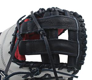 Guante de Béisbol Blanco con Costuras Rojas y Azules, Diseño de Malla H, para Lanzador Zurdo, Duradero, Cómodo, Tela No Tejida, 33 Pulgadas - Product Image 4