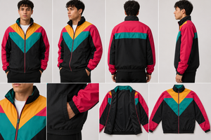 เสื้อแจ็คเก็ตผู้ชายแบบมีซิป คอตั้ง ทรงสปอร์ต กันลม ลายบล็อกสี  ผ้าโพลีเอสเตอร์ เหมาะสำหรับใส่ในฤดูใบไม้ร่วง - Product Image 4