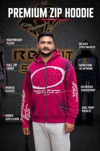 Sweat à capuche rose oversize zippé pour homme, style streetwear, en molleton avec logo imprimé sur le devant, style automne - Product Image 3