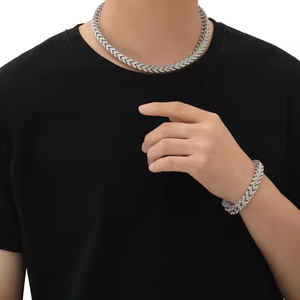 <b>Iced</b> <b>Out</b> Chevron Link <b>Chain</b> Necklace | Hip Hop Cuban Style Diamond <b>Chain</b> | Gold & Silver Statement Jewelry - Product Image 4