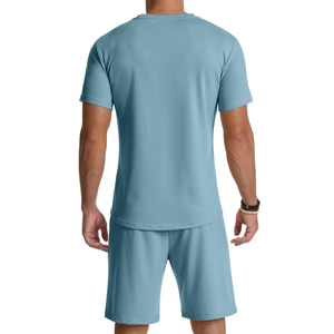 Survêtement d'été respirant de haute qualité, vêtements décontractés et confortables à manches courtes, 100% coton, pour hommes - Product Image 6