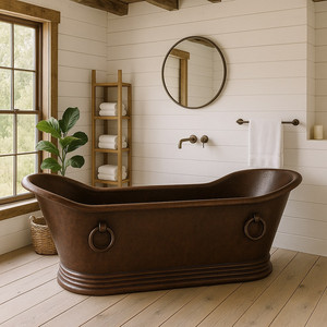 อ่างอาบน้ำทองแดงผนังสองชั้นดีไซน์โบราณอ่างอาบน้ำทองแดงทองแดง - Product Image 3