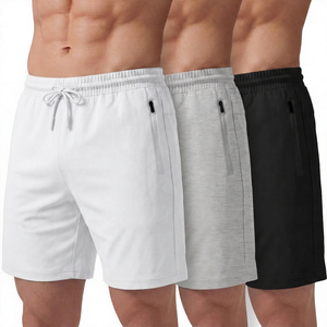Men's Solid Color Drawstring Mid Waist Quick Dry <b>Shorts</b> With <b>Zip</b> <b>Pockets</b> Casual Sport <b>Shorts</b> Black Gray White - Product Image 2