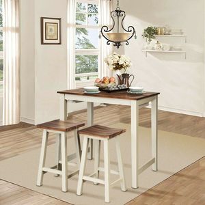 Pub <b>Table</b> and 2 Saddle Bar <b>Stools</b> Set Counter Height <b>Dining</b> Room Furniture - Product Image 4