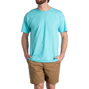 Men's Solid Color Cotton T-<b>Shirt</b> Short Sleeve O-Neck Regular Fit Casual Wear Blank Jersey Knitted <b>Shirt</b> Light Blue - Product Image 1