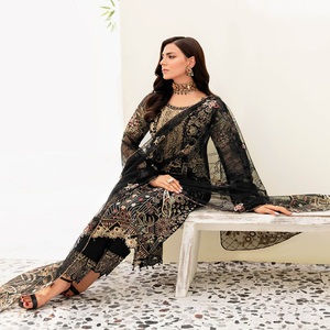 Indian and <b>Pakistani</b> Embroidery Work <b>Dress</b> for Women Three Piece Saari Salwar Kameez Party Wear on <b>Eid</b> Sale - Product Image 3