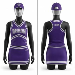 Men Cheerleading Uniform Premium Polyester Spandex 220 GSM for <b>White</b> Panel <b>Skirt</b> Set Custom Heat-Transfer Printed Team Logo - Product Image 1