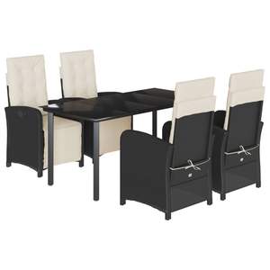 Juego de Comedor de Jardín de 5 Piezas en Ratán Sintético Negro - Product Image 2