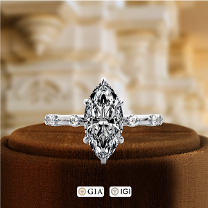 แหวนเพชรทรงมาร์คีส์เพาะเลี้ยงในห้องปฏิบัติการ, แหวนทองคำขาว 14K, แหวนแต่งงานสำหรับผู้หญิง, แหวนสัญญาสำหรับเธอ - Product Image 3