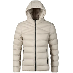 Manteau à capuche en tricot pour homme, écologique, vert olive uni, fermeture éclair, style décontracté, col montant, longueur normale, polyester - Product Image 6